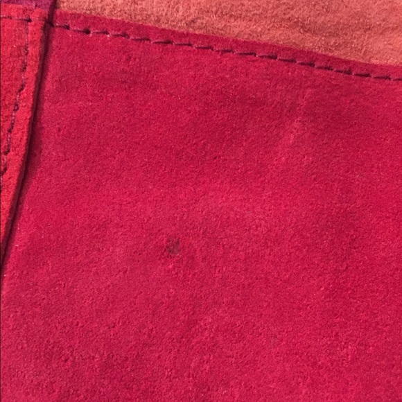 Vintage EXPRESS Suede pink color block mini skirt - Picture 4 of 9